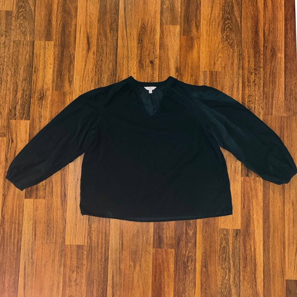 Time and Tru Womens XL Hunter Green Corduroy V-Neck Blouse Long Sleeve Top